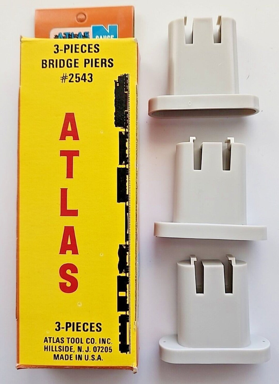 Atlas N Gauge 3 peças ponte piers #2543 Train Railroad RR Layout