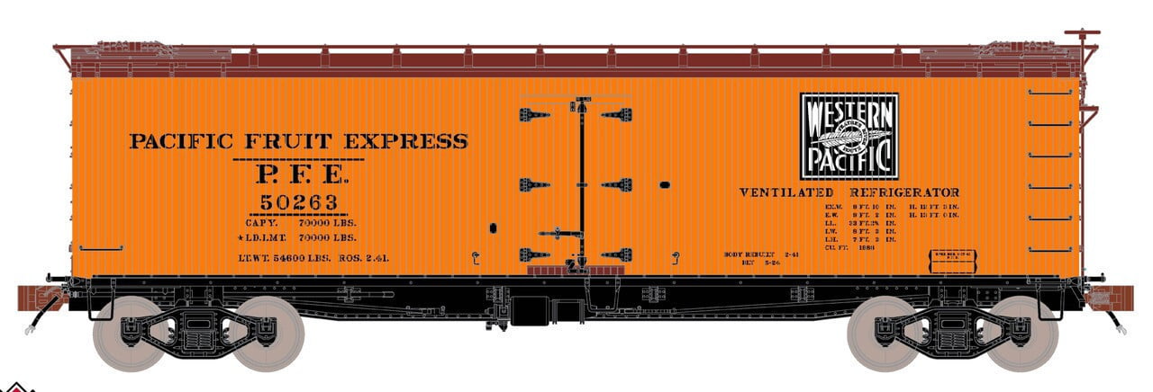 kadee 47290  40' FT.DOUBLE  SHEATHED-WOOD  REEFER WESTERN PACIFIC FRUIT  EXPRESS #5262