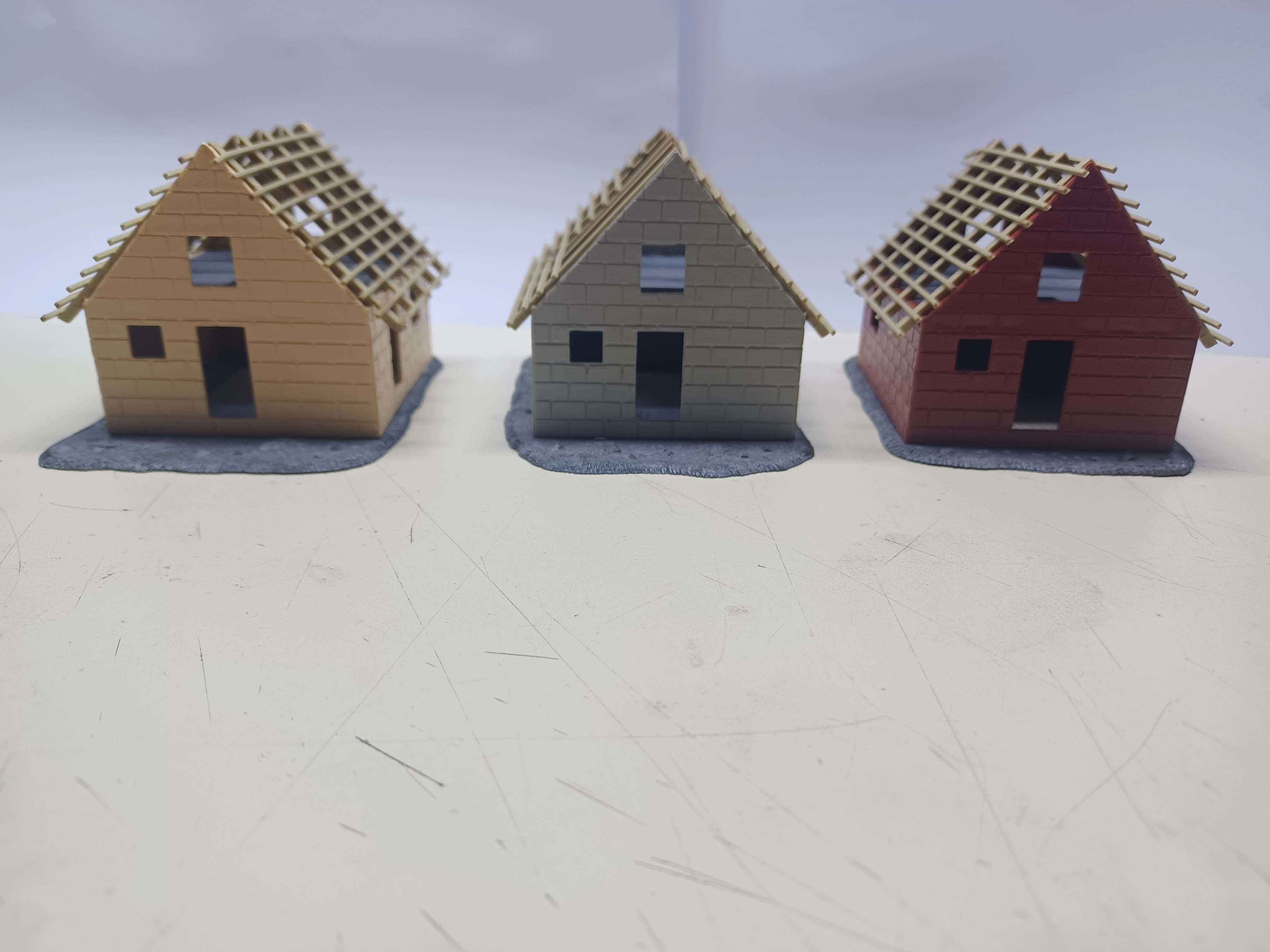 Conjunto de 3 Casas em construção Importadas, HO 1/87