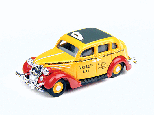 1936 Ford Fordor Sedan - Mini Metals Taxicab , Yellow Cab