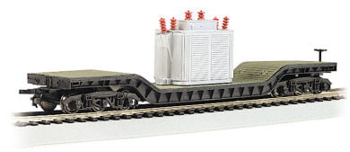 Bachmann 18348 -Vagão plataforma rebaixado central de 52 pés - com transformador (escala HO)