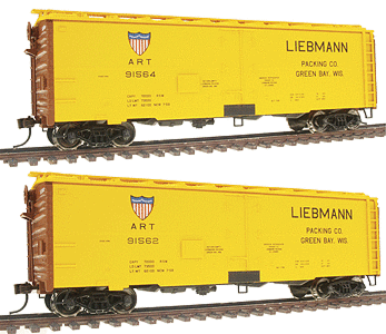 Walthers 932-22582  - conjunto com 2 vagões Gold Line(TM) General American 40' Meat Reefer Limited Liebmann