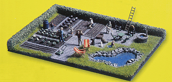 Conjunto de diorama completo com figuras e acessórios -- Garden Plot 6-11/16 x 4-3/4 x 5/8" 17 x 12 x 1,5 cm