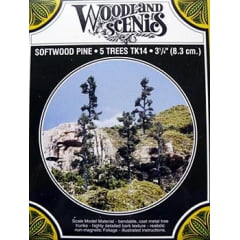 Woodland Scenics TK14 HO 3" Pinheiro de madeira macia 5 árvores