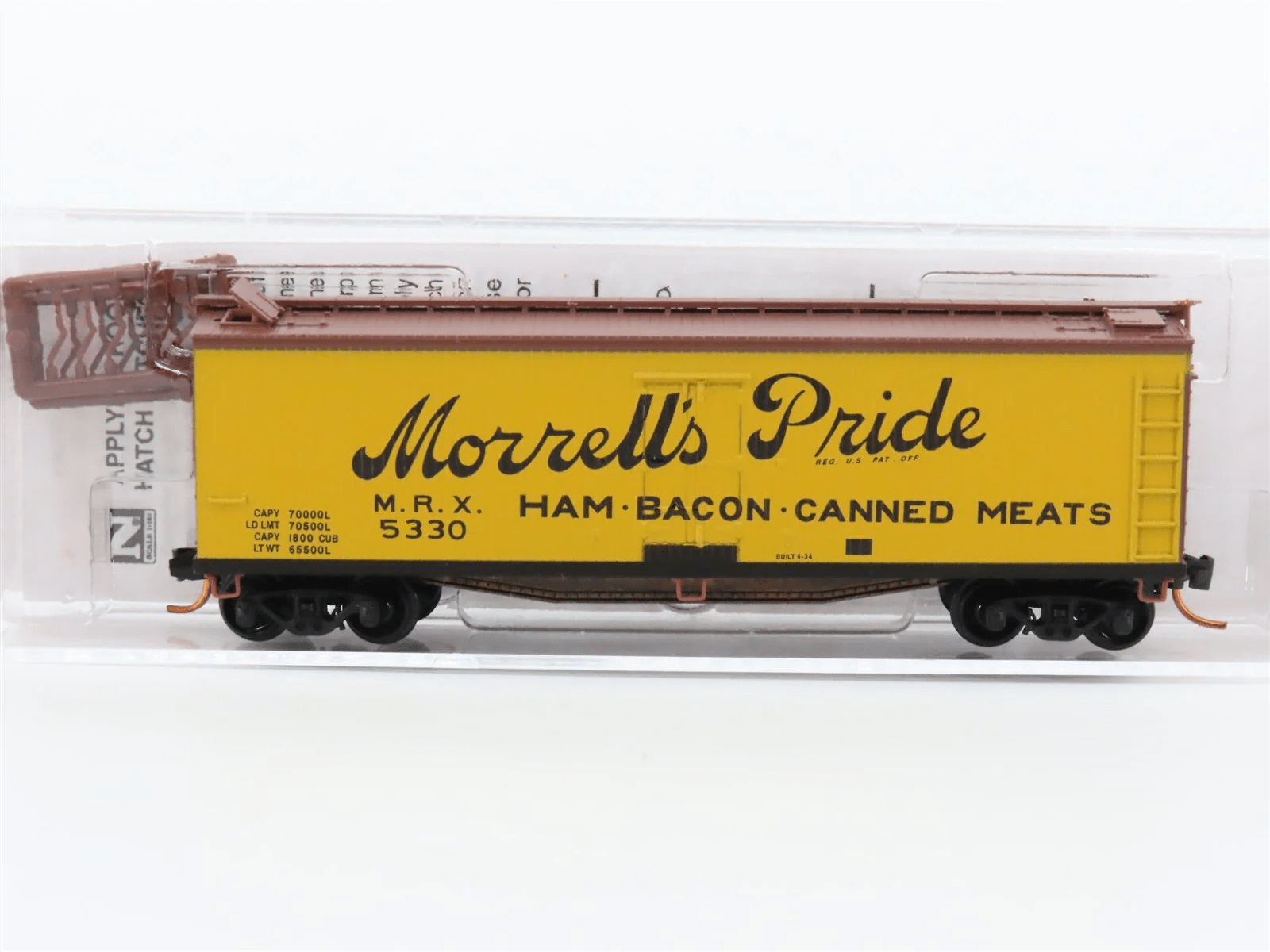 Micro Trains  049 00 610 -  Vagão  40' DOUBLE SHEATHED WOOD REEFER  W/ VERTICAL BRAKE WHEEL MORRELL'S  REFRIGERATOR CAR CO. #MRX 5330