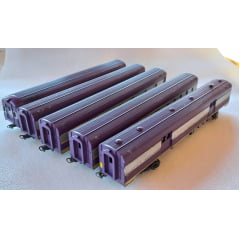 * Conjunto de Locomotiva FP7 Atlantic Cost Line #893 Atlas Roco + 05 Carros de Passageiros Frateschi