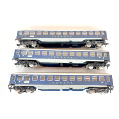 Fleischmann 1509 - Conjunto de 3 Carro de Passageiro TOUROPA Preparado para Iluminação (ANOS 60) ITEM DE COLEÇÃO Fleischmann 1509 - Conjunto de 3 Carro de Passageiro TOUROPA Preparado para Iluminação (ANOS 60) ITEM DE COLEÇÃO