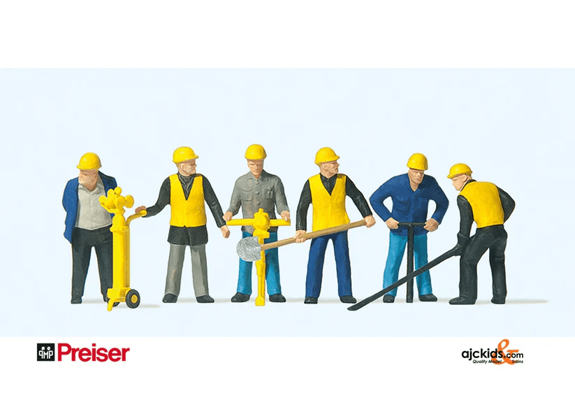 Preiser 10035 - Equipe de construção de esgotos/estradas (6 peças) HO Preiser 10035 - Equipe de construção de esgotos/estradas (6 peças) HO