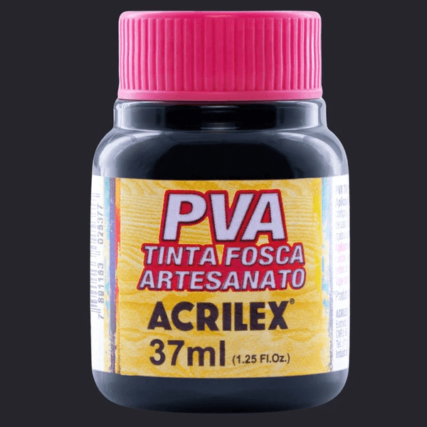 Tinta PVA Acrilex 37ml Artesanato Fosca Preto 520