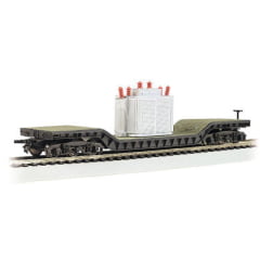 Bachmann 18348 -Vagão plataforma rebaixado central de 52 pés - com transformador (escala HO)