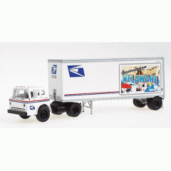Caminhão HO Ford "C" c / 28 'Trailer - United States Postal Service Se - Delaware State Stamp - Athearn 93408