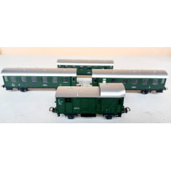 Piko - Conjunto de Locomotiva 0.8.0 OBB #655.196 + 3 Carros de Passageiros 2° Classe e 1 Vagão Bagagem