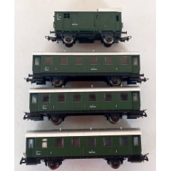 Piko - Conjunto de Locomotiva 0.8.0 OBB #655.196 + 3 Carros de Passageiros 2° Classe e 1 Vagão Bagagem