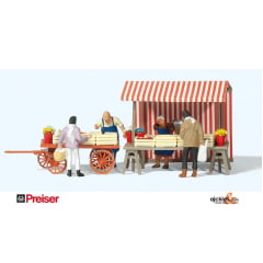 Preiser 10053 - Conjunto de vendedores de alimentos e carrinhos HO Preiser 10053 - Conjunto de vendedores de alimentos e carrinhos HO